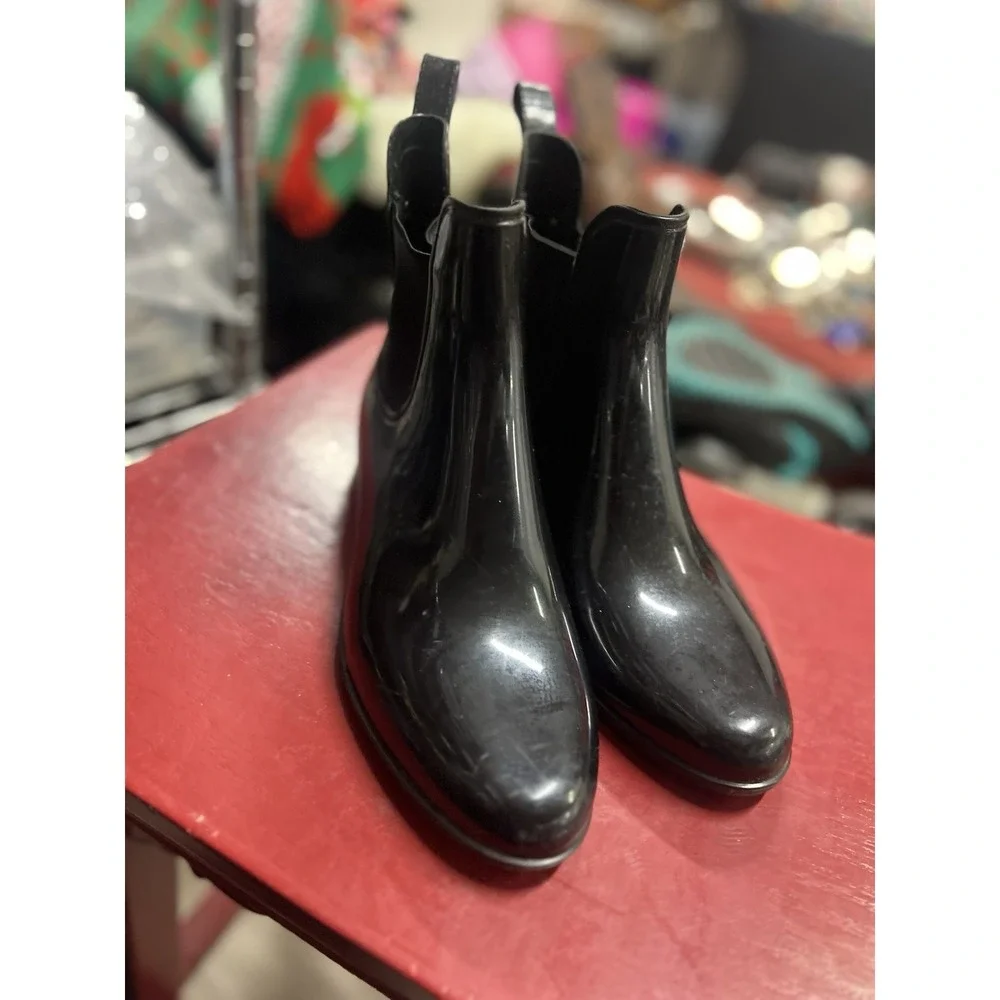 Michael Kors Boots Womens 8 Chelsea Black Rubber Pull On Ankle Top Comfort Block